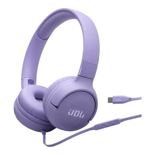 87ff5b3af1427c349c0cd2dcda4edcf2-hi.jpg JBL Tune 520C USB-C Wired Headphones, 32mm Driver, Built-in Microphone, Hands Free Call, Voice Assistant integration, Foldable, 3 Button Remote, Hi-Res Audio, JBL Pure Bass Sound, Purple