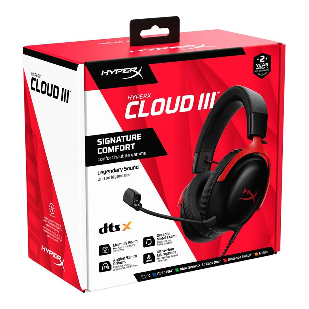 8807a10ffa08b8daec68a08baa94f74a-hi.jpg HyperX Cloud III Wired Gaming Headset, For PC / PS5 / PS4 / Xbox Series, Angled 53mm Drivers, Noise Cancelling, With LED Mic Mute Indicator, 10Hz-21kHz Frequency Response, Black/Red
