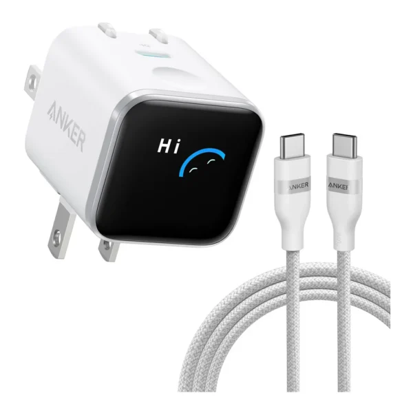 881de010-e516-4313-91e3-90a73940bcf6.jpg Anker - Nano Charger (45W, Smart Display, 180° Foldable) with USB-C Cable - White
