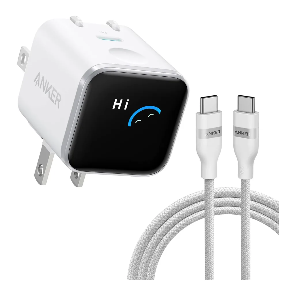 881de010-e516-4313-91e3-90a73940bcf6.jpg Anker - Nano Charger (45W, Smart Display, 180° Foldable) with USB-C Cable - White