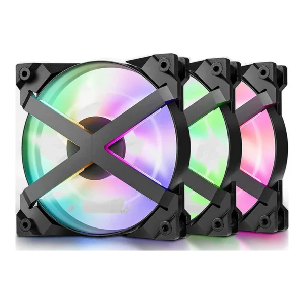 DEEPCOOL MF120GT 3 in 1 RGB 5V/3PIN 120mm Addressable RGB LED PWM fan Computer case CPU Cooler cooling fan ( 3xFAN ) | DP-GS-F12-AR-MF120GT-3P - Image 1 DEEPCOOL MF120GT 3 in 1 RGB 5V/3PIN 120mm Addressable RGB LED PWM fan Computer case CPU Cooler cooling fan ( 3xFAN ) | DP-GS-F12-AR-MF120GT-3P
