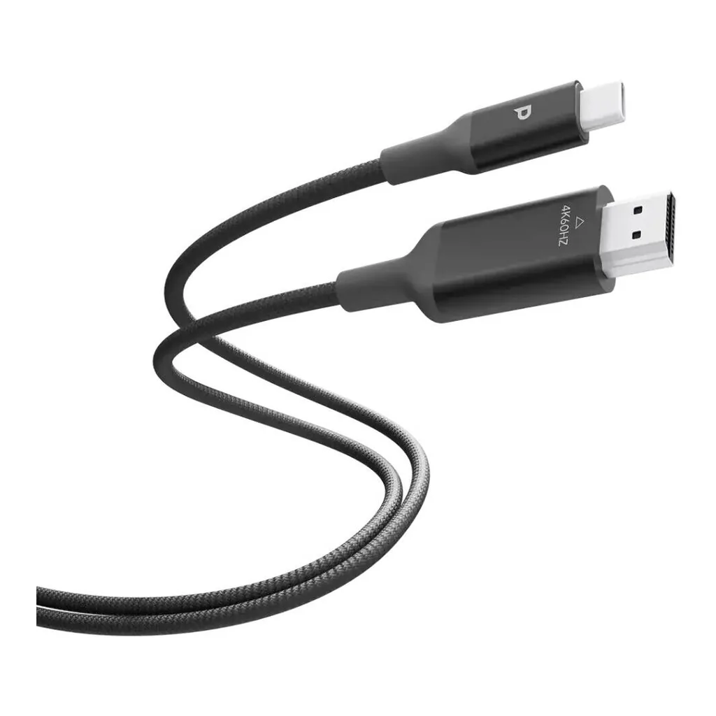 889db8a8dccd54f516616478db186102-hi.jpg Powerology Power Sync Flex USB C to HDMI Cable, 2 Meter, 4K UHD Video Output Cable, Plug and Play Display Adapter, 60Hz High Resolution Support, Flexible Durable Design, Gray