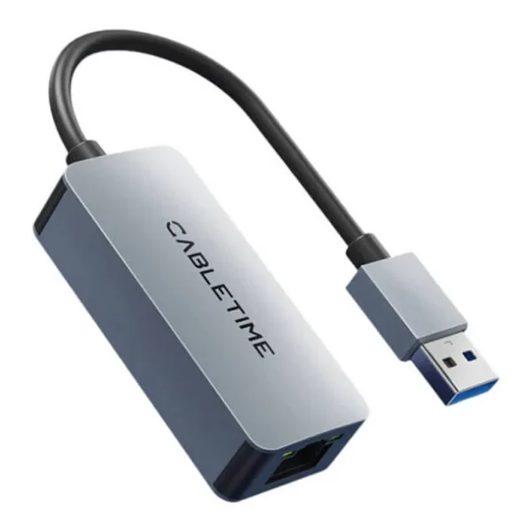89033e66eb2ada93ac411fcfa3fe5238-md.jpg Cabletime CB56G USB 3.0 A to RJ45 Gigabit Ethernet Adapter, 2.5Gbps Ethernet Speed, Plug & Play, LED Status Indicators, Durable Aluminum Shell, Gray | CT-AML2500-AG