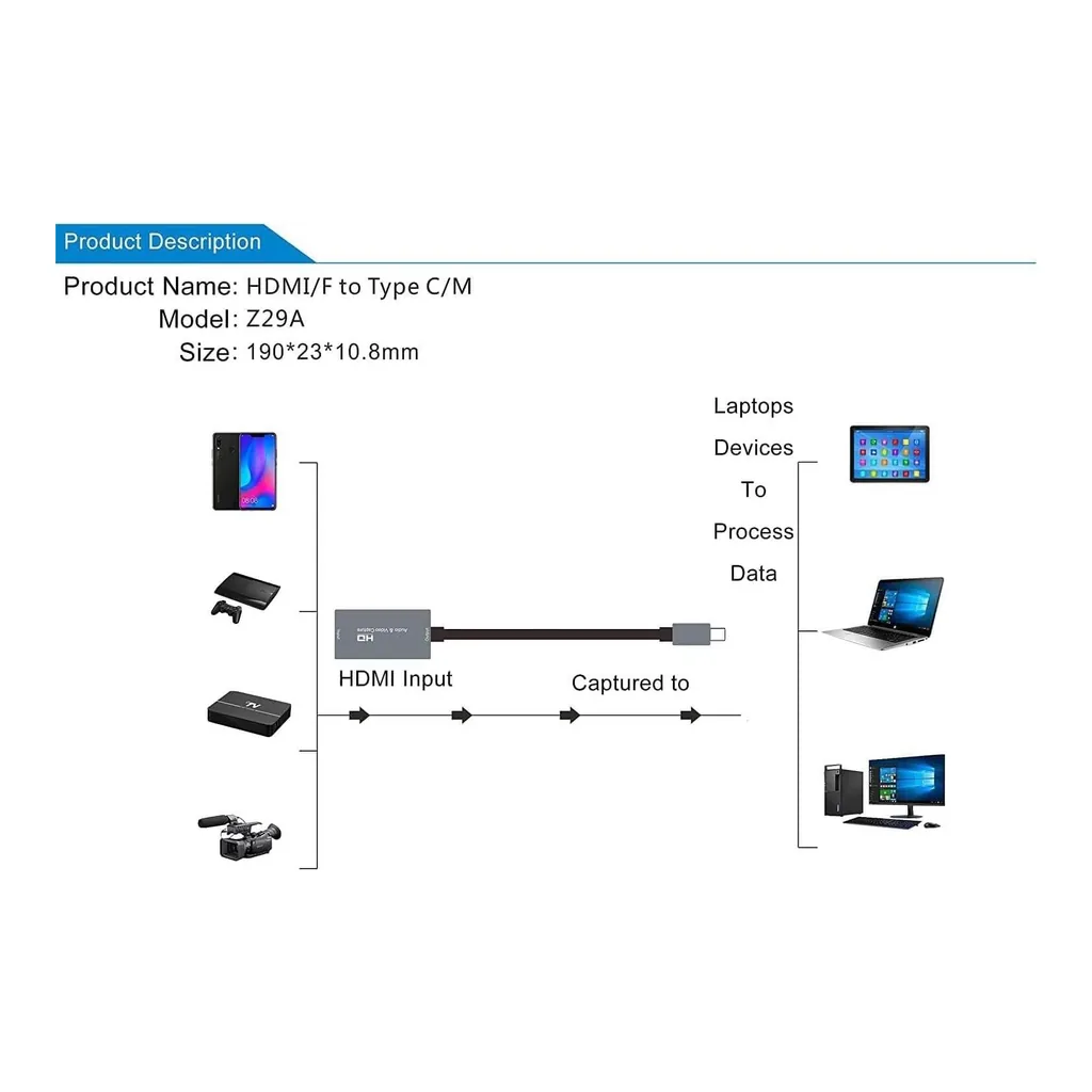 X Spring HDMI Video Capture Adapter with USB-C Adapter, Grey - Image 6 X Spring HDMI Video Capture Adapter with USB-C Adapter, Grey
