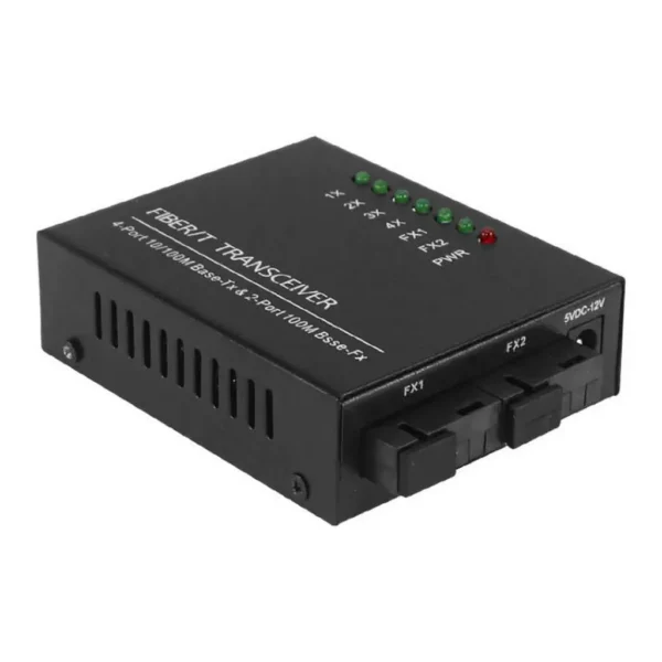 8ceb8297d10e23ae2dbce55d8195ad38-hi.jpg 2 Fiber Port & 4 LAN Port 10/100M Ethernet Switch Fiber Optic Switch, Black | SIX202508008888