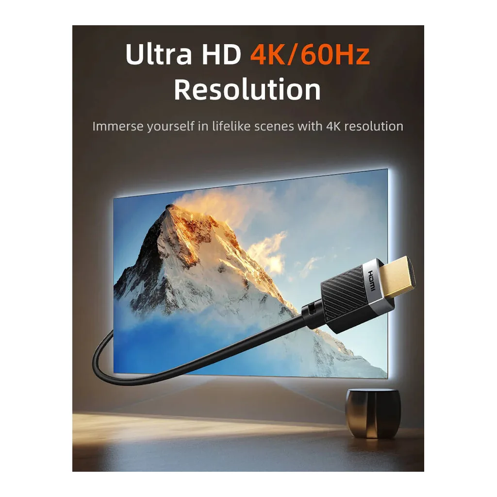 8e093cfad60c3e4e1e4a6178402bb12d-hi.jpg Cabletime Extra Long HDMI 2.0 Cable, Ultra 4K 60Hz Resolution, 18Gps High Speed Signal Transmission, High Dynamic Range, Gold Plated Connector, 1 Meter Cable Length, Black
