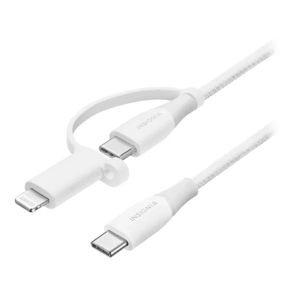 8f99e83d-6e94-447d-b501-659d81baf4a8.jpg Insignia™ - 6' 2-in-1 USB-C to USB-C Charge-and-Sync Cable with Lightning Adapter - White