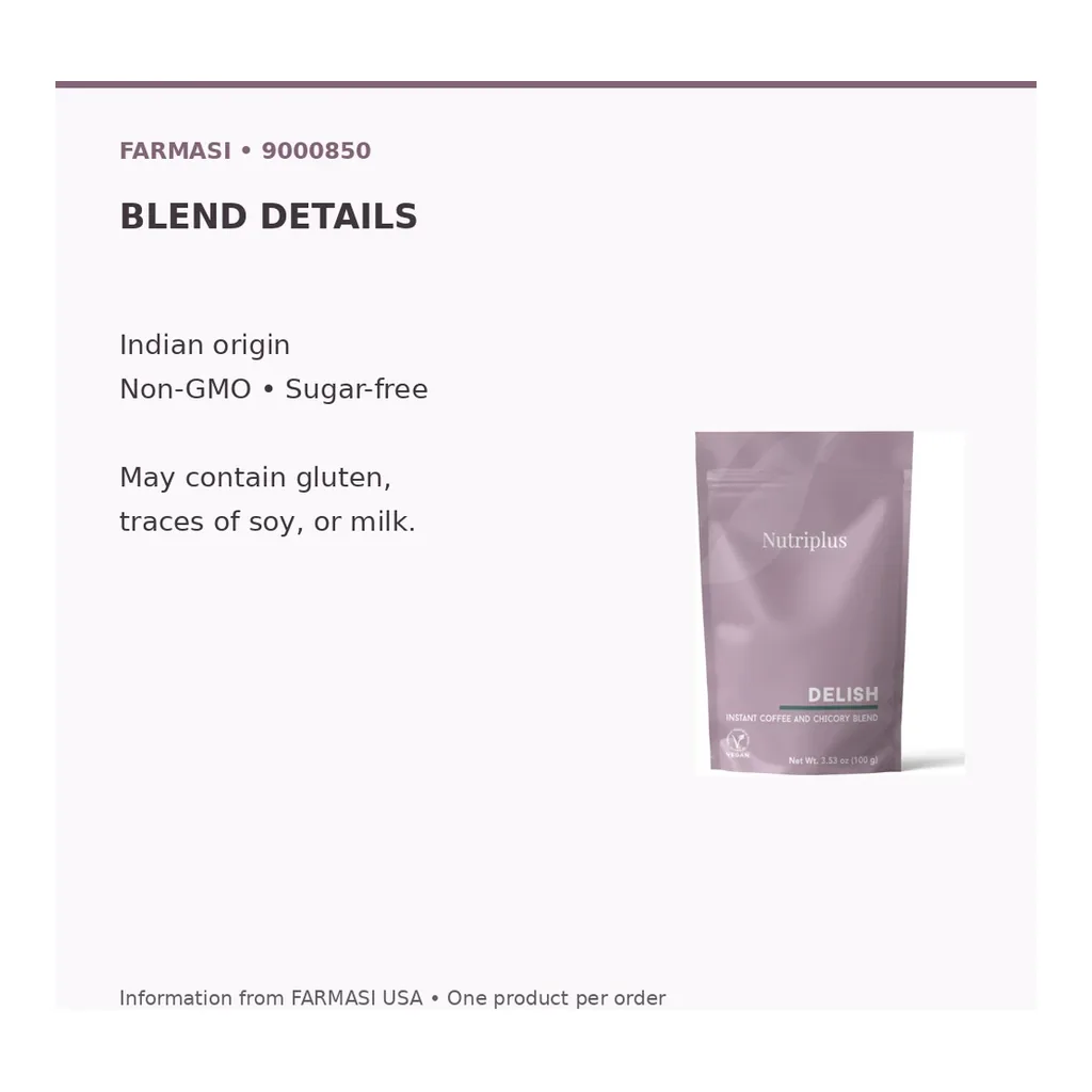 FARMASI Delish Instant Coffee and Chicory Blend 100 g — Formula details FARMASI Delish Instant Coffee and Chicory Blend 100 g — Formula details