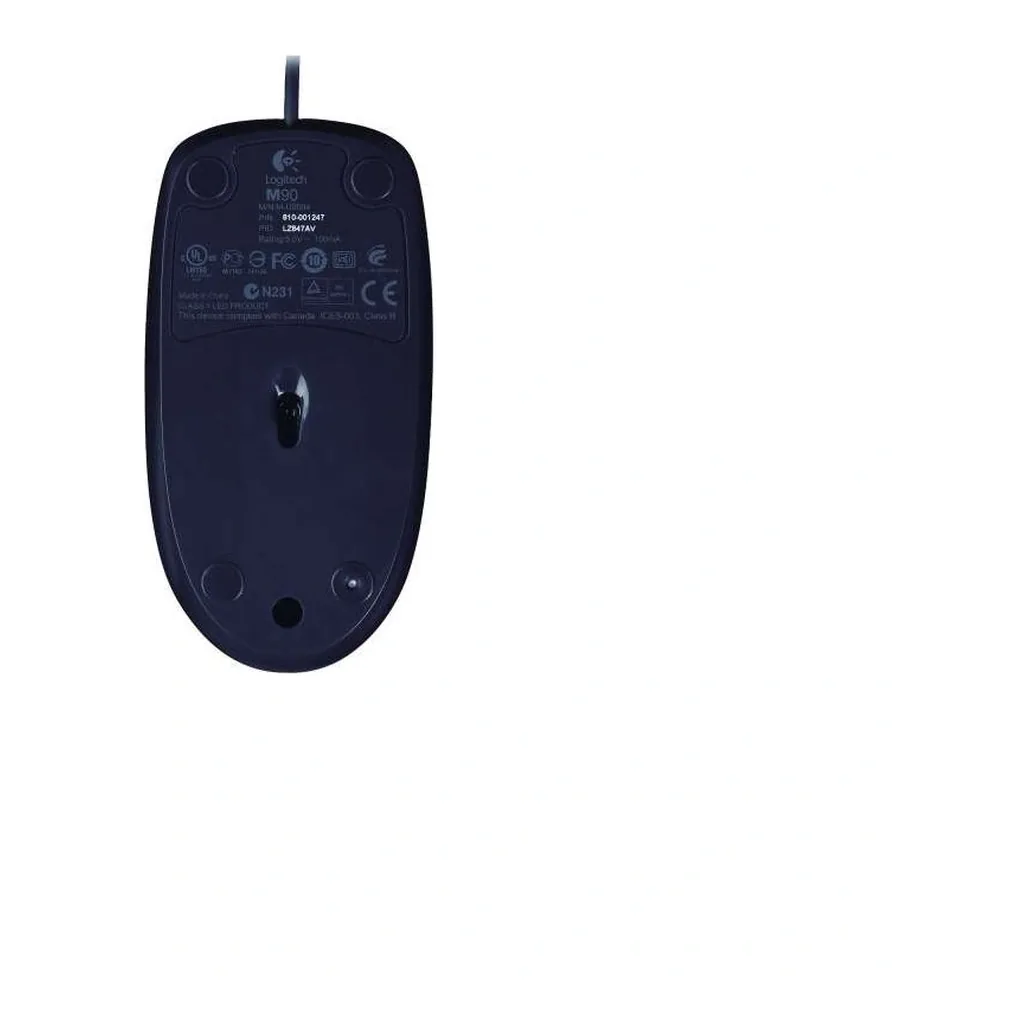 Logitech M90 Wired USB Mouse, 1000 DPI, Black - View 2 Logitech M90 Wired USB Mouse, 1000 DPI, Black - View 2