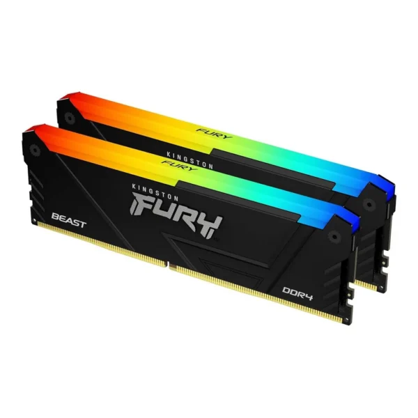 Kingston Fury Beast RGB 64GB (2x 32GB) DDR4 Desktop Memory Kit, 3200MT/s Memory Speed, CL16 CAS Latency, 288-Pin, Intel XMP 2.0, Black | KF432C16BB2AK2/64 - Image 1 Kingston Fury Beast RGB 64GB (2x 32GB) DDR4 Desktop Memory Kit, 3200MT/s Memory Speed, CL16 CAS Latency, 288-Pin, Intel XMP 2.0, Black | KF432C16BB2AK2/64 - Image 1