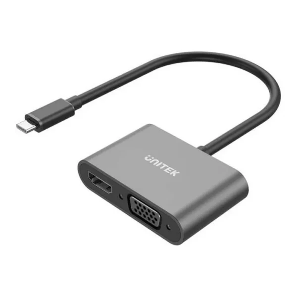 91d4925d2719e28c57e63deab78648e6-md.jpg Unitek USB-C to HDMI and VGA Adapter, 1080P VGA & 4K HDMI Output, Plug And Play, Extend & Mirror Mode, Compact And Portable, Aluminium Alloy Material, Black | V1168A