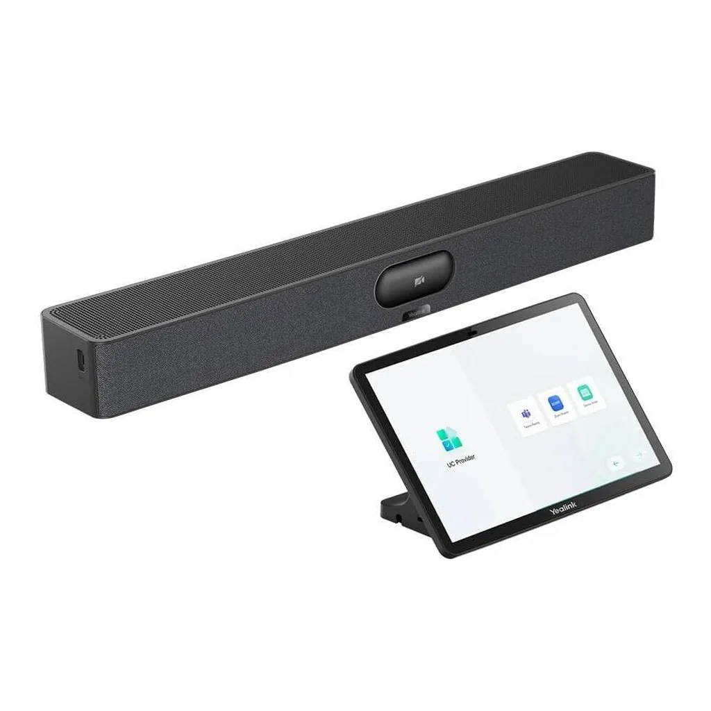 937d9a1ee711a55e8ddcc75c0d8af3de-hi.jpg Yealink MeetingBar A25, All-in-One 4K Video Conferencing Solution for Small Rooms with Triple 4K Cameras, 151° FOV, 8 Microphone Array, CTP25 Touch Panel, Black
