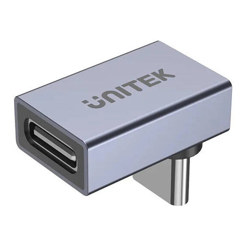 93930d7010974dba0673cd549b74742b-md.jpg Unitek USB4 90 Degree Right Angle Adapter, 40Gbps Data Transmission Speed, 8K@60Hz Video Output, 240W Fast Charging, Aluminium Alloy Material, Space Grey | A1039GY01
