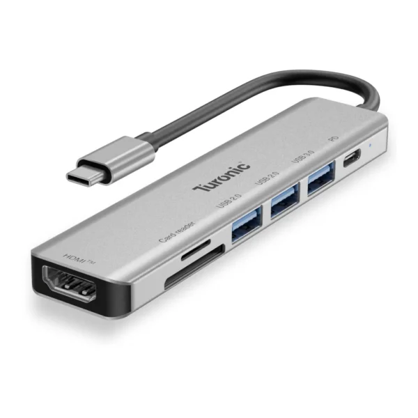 96fa2faa-beca-4e6d-b36e-09e9178742cf.jpg Turonic - YG-2120 USB Hub, 7-in-1 USB-C Adapter with 4K HDMI™ Output, 100W PD Charging, USB 3.2 & USB 3.0 Ports - Silver