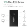 971d2f805713be63aad1d1c71ca44009-hi.jpg UGREEN USB Switch Selector 2 Computers Sharing 4 USB Devices USB 3.0 Peripheral Switcher Box Hub for Mouse, Keyboard, Scanner, Printer, PCs with One-Button Swapping and 2 Pack USB A to A Cable | 30768