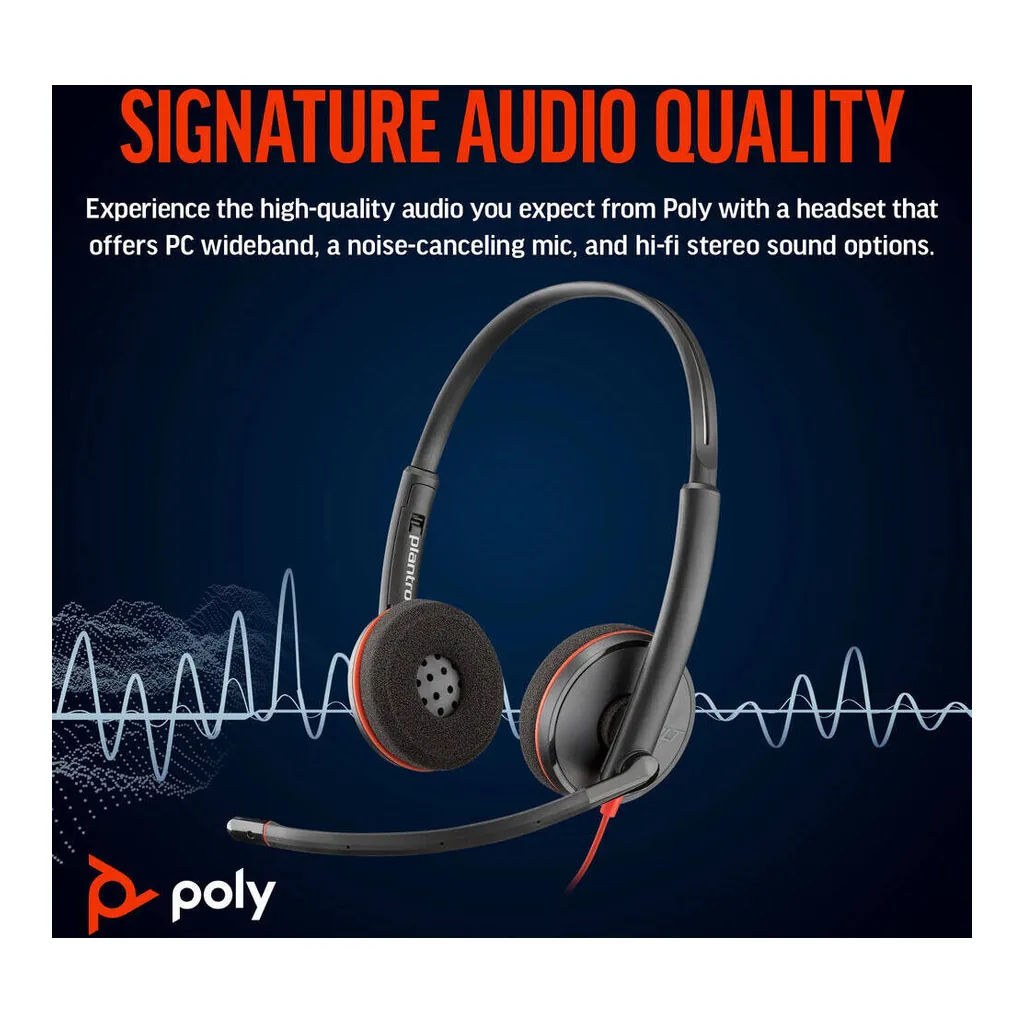 972279b36e31922a9134f501cd0ae794-hi.jpg Poly Blackwire 3220 USB-C Headset with USB-C to USB-A Adapter, Noise-Canceling Microphone, Inline Call Controls, Hearing Protection, USB-C Connectivity, Black