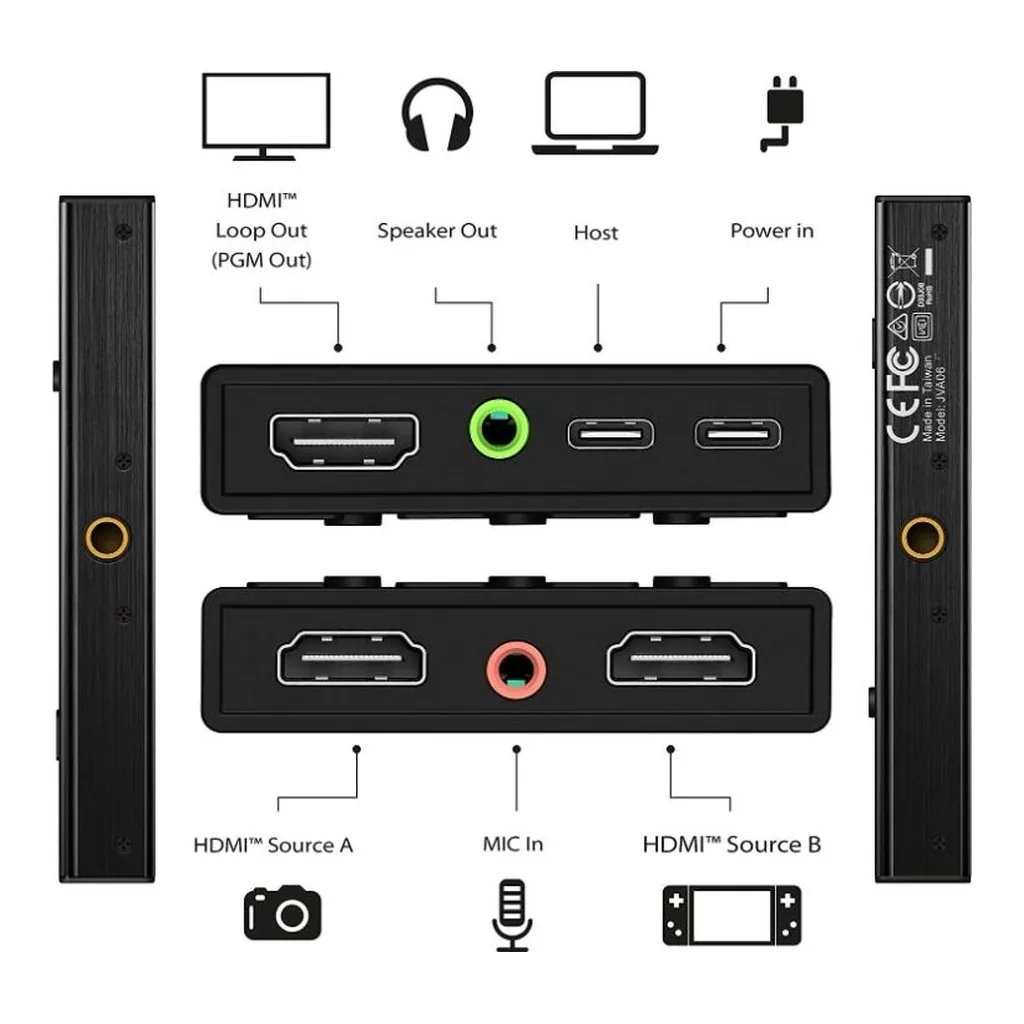 j5create JVA06 Dual HDMI to USB-C Live Video Capture Card, 1080p60, Black - Image 2 j5create JVA06 Dual HDMI to USB-C Live Video Capture Card, 1080p60, Black