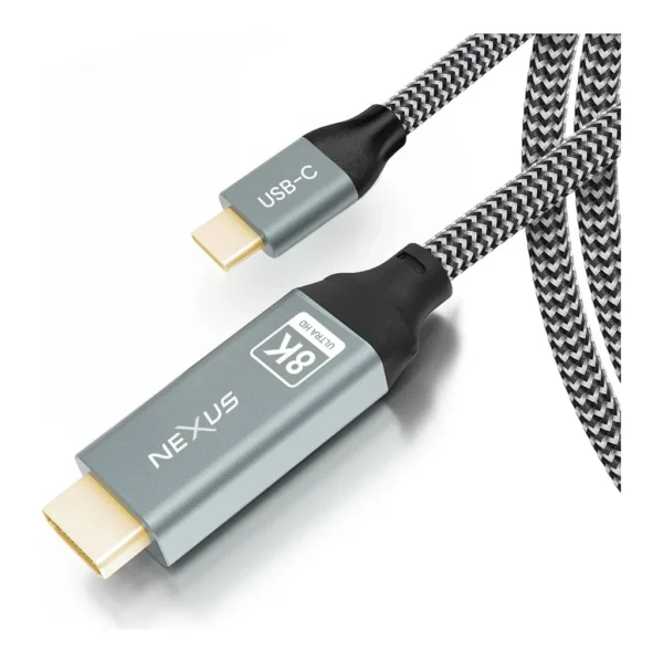 99506f67b4635a43874947e463f7004e-hi.jpg Nexus USB-C to HDMI 8K Cable Braided Jacket 48Gbps Copper conductor,Type C Adapter HDMI 2.1 2.0 and USB 3.1 tech,Supports Transmission, 3 Meter Cable Length