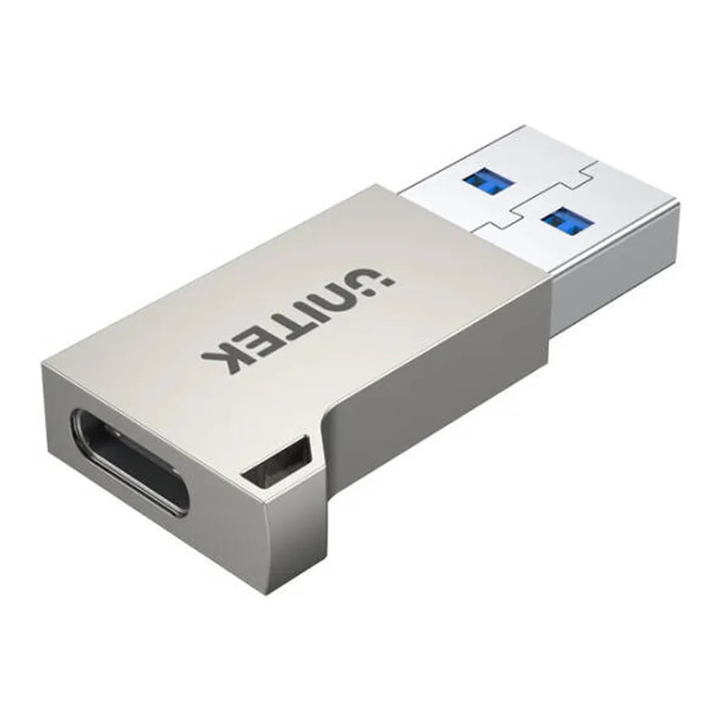 9a7f8736aaafd3bd71c7a21c48a9158d-md.jpg Unitek USB-A To USB-C Zinc Adapter, USB3.0 5Gbps SuperSpeed, Zinc-Alloy Housing, Silver | A1034NI
