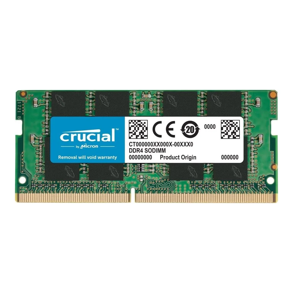 Crucial Single DDR4 32GB DDR4 Laptop Memory, 3200 MHz Clock Speed, CL22 CAS Latency, 1.2V Memory Voltage, 260-Pin, Non-ECC, Unbuffered | CT32G4SFD832A - Image 1 Crucial Single DDR4 32GB DDR4 Laptop Memory, 3200 MHz Clock Speed, CL22 CAS Latency, 1.2V Memory Voltage, 260-Pin, Non-ECC, Unbuffered | CT32G4SFD832A - Image 1