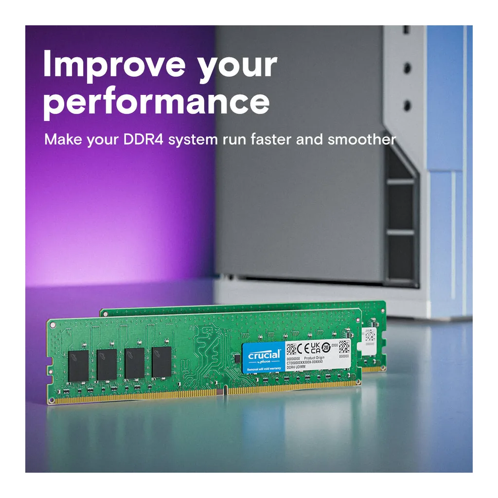 Crucial DDR4-3200 UDIMM Memory, 16GB Capacity, 3200 MHz Clock Speed, PC4-25600, 22 CAS Latency, 1.2 Voltage, Unbuffered, Non-ECC | CT16G4DFRA32A - Image 5 Crucial DDR4-3200 UDIMM Memory, 16GB Capacity, 3200 MHz Clock Speed, PC4-25600, 22 CAS Latency, 1.2 Voltage, Unbuffered, Non-ECC | CT16G4DFRA32A - Image 5