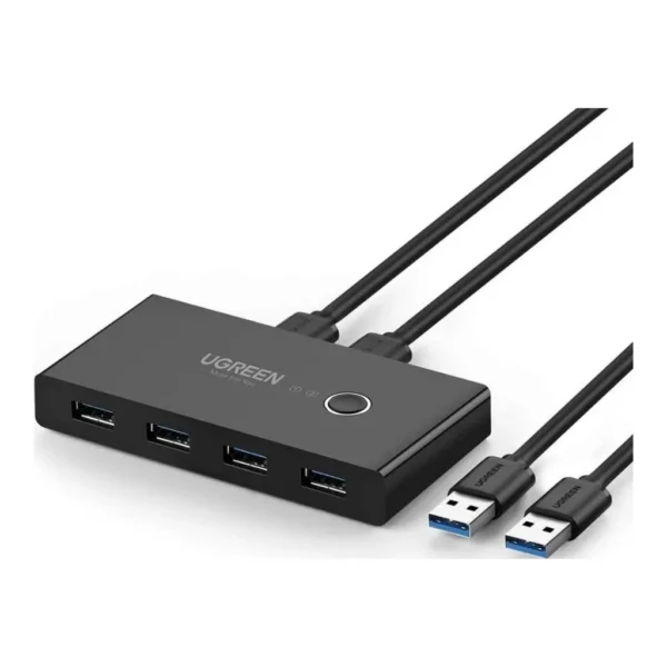 9c4734ee8a840ae5550221a8d2c946f2-hi.jpg UGREEN USB Switch Selector 2 Computers Sharing 4 USB Devices USB 3.0 Peripheral Switcher Box Hub for Mouse, Keyboard, Scanner, Printer, PCs with One-Button Swapping and 2 Pack USB A to A Cable | 30768