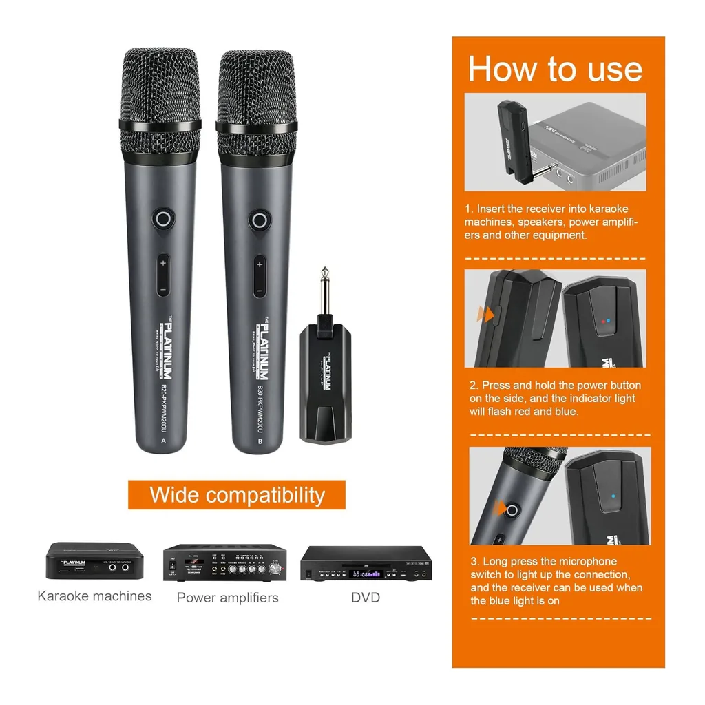 9c73dfacc93137ba2158c08ae11fddc2-hi.jpg Platinum Karaoke B20 2 Portable Wireless Microphone