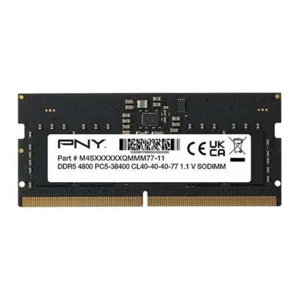 PNY Performance DDR5 Laptop Memory, 16GB Capacity, 4800MHz Speed, CL40 CAS Latency, 1.1 Voltage, On-Die ECC | MN16GSD54800-BLK - Image 1 PNY Performance DDR5 Laptop Memory, 16GB Capacity, 4800MHz Speed, CL40 CAS Latency, 1.1 Voltage, On-Die ECC | MN16GSD54800-BLK - Image 1