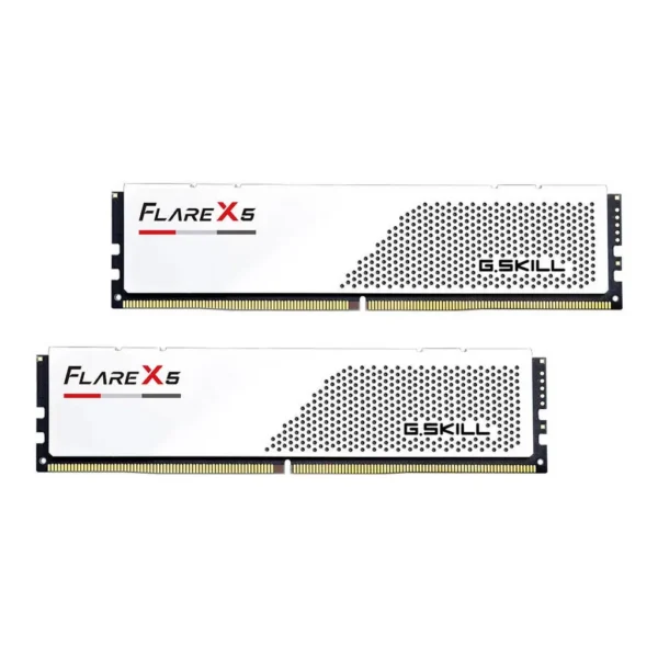 G.SKILL Flare X5 64GB (32GB x2) DDR5 Desktop Memory, 6000 MT/s Memory Speed, CL36 CAS Latency, Intel XMP 3.0 & AMD EXPO, White | F5-6000J3636F32GX2-FX5W - Image 1 G.SKILL Flare X5 64GB (32GB x2) DDR5 Desktop Memory, 6000 MT/s Memory Speed, CL36 CAS Latency, Intel XMP 3.0 & AMD EXPO, White | F5-6000J3636F32GX2-FX5W - Image 1