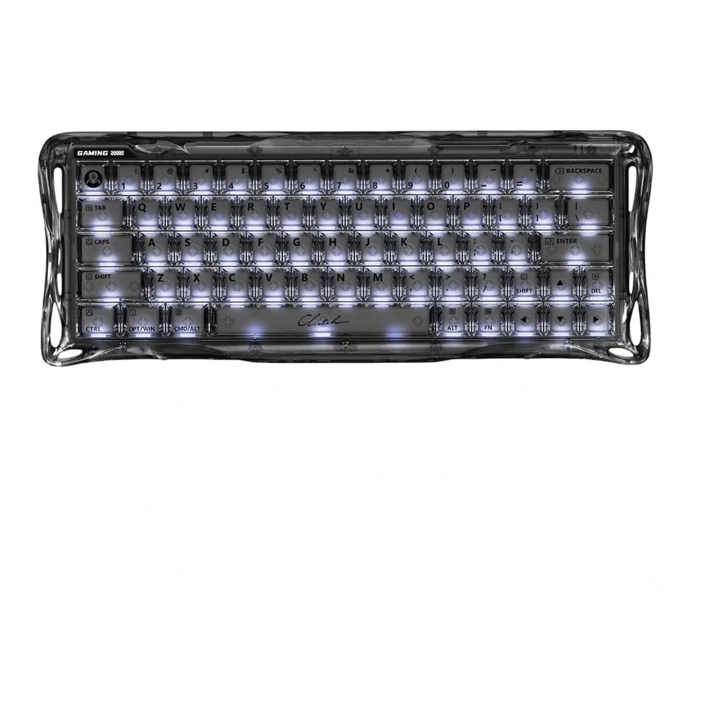 EditionSANI GravaStar Mercury V60 Onyx Crystal — Angled view GravaStar Mercury V60 Onyx Crystal keyboard, angled view
