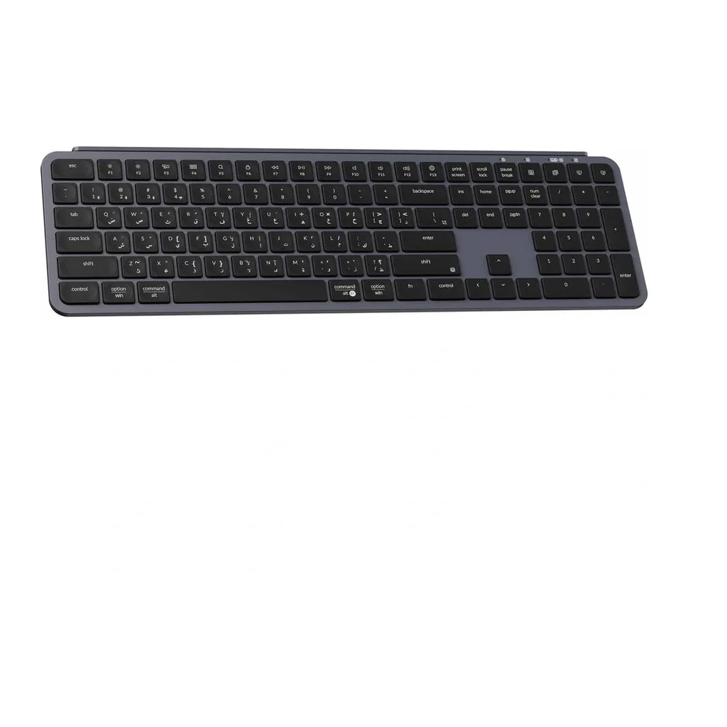 EditionSANI Keychron B6 Pro English-Arabic Space Gray — Angled Keychron B6 Pro Space Gray keyboard with English and Arabic keys, angled view