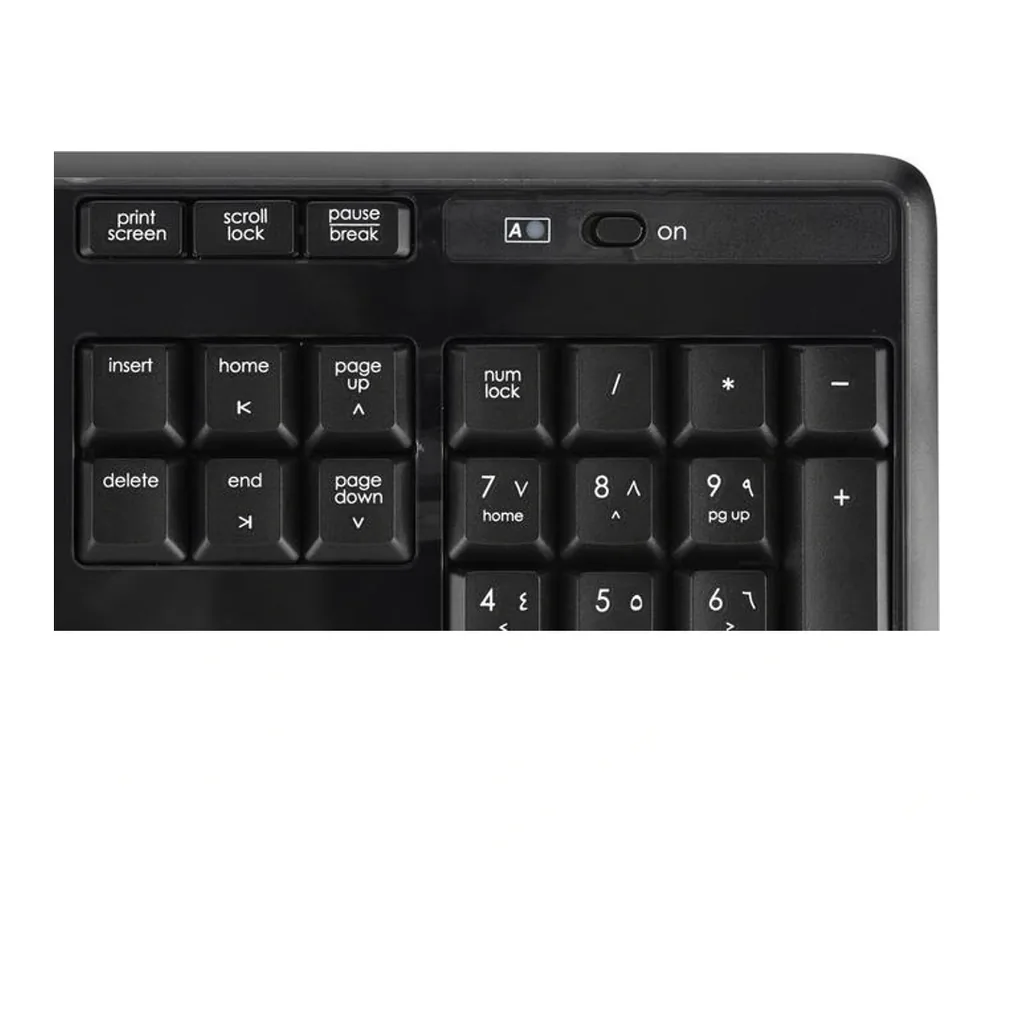 Logitech MK345 English-Arabic — Keypad Detail Logitech MK345 English-Arabic numeric keypad and power switch detail