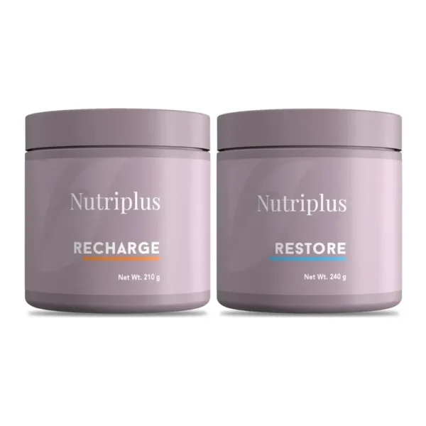 FARMASI Nutriplus Recharge 210 g and Restore 240 g Duo on white FARMASI Nutriplus Recharge 210 g and Restore 240 g Duo on white