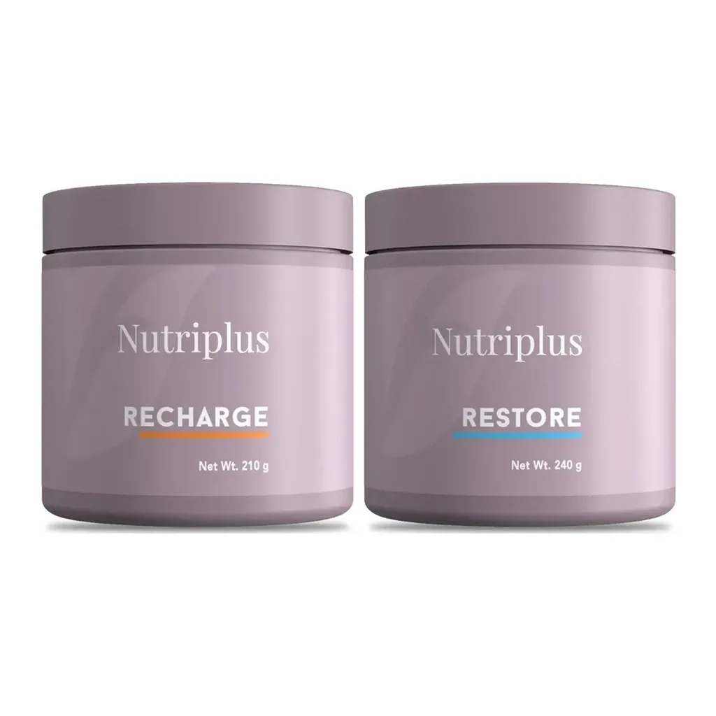 FARMASI Nutriplus Recharge 210 g and Restore 240 g Duo on white FARMASI Nutriplus Recharge 210 g and Restore 240 g Duo on white