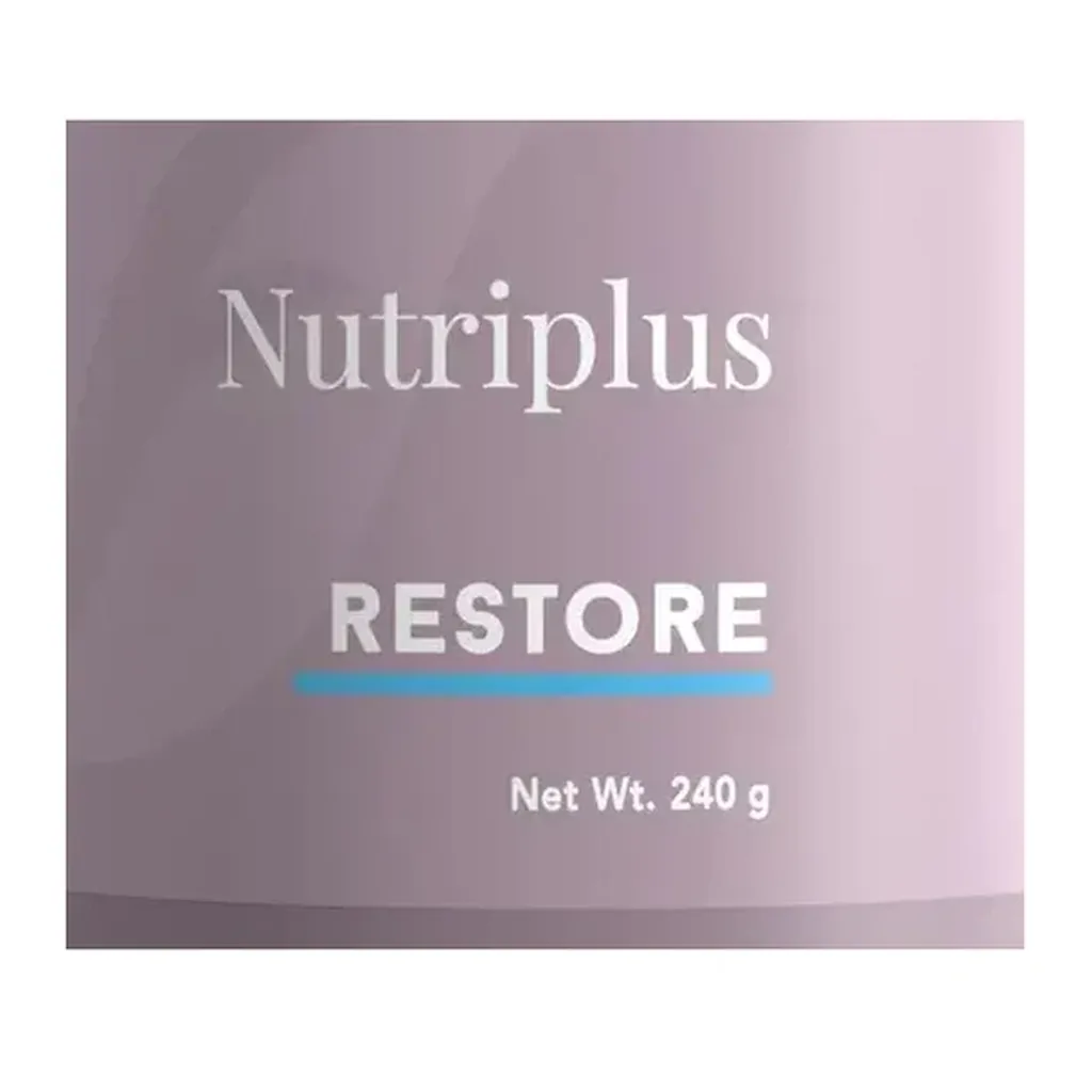 Official Restore front label showing 240 g net weight Official Restore front label showing 240 g net weight
