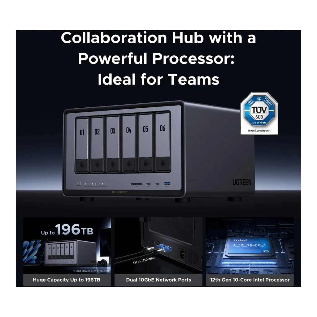 a1c002676cdff47cb9fb42b951b5abb6-hi.jpg UGREEN NASync DXP6800 Pro 6-Bay Desktop NAS, Intel i5 1235U CPU, 128GB Flash Memory, 2 M.2 SSD Drive Slots, 2x 10GbE LAN Ports, 196TB Massive Data Storage | DXP6800 Pro
