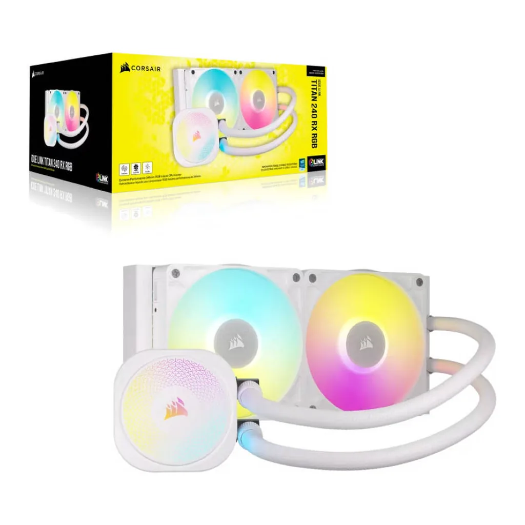 Corsair iCUE LINK TITAN 240 RX RGB AIO Liquid CPU Cooler, White | CW-9061020-WW - Image 7 Corsair iCUE LINK TITAN 240 RX RGB AIO Liquid CPU Cooler, White | CW-9061020-WW