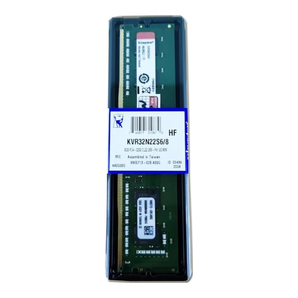 Kingston 8GB DDR4 3200Mhz Non ECC Memory RAM DIMM | KVR32N22S6/8 - Image 2 Kingston 8GB DDR4 3200Mhz Non ECC Memory RAM DIMM | KVR32N22S6/8 - Image 2