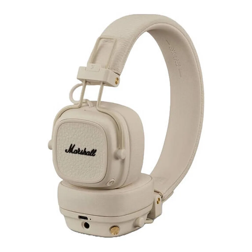 a51e21350ceb65de1d39354ee665d3f5-hi.jpg Marshall Major V Bluetooth Headphones, 40mm Dynamic Drivers, Bluetooth 5.3 Wireless Connectivity, 3.5mm Input/Output Wired Connectivity, Rugged & Foldable Design, Cream