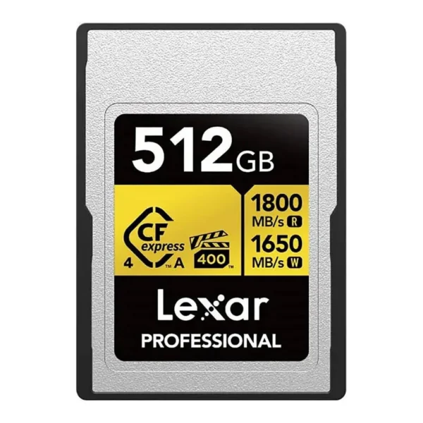 a575b156a41fe3b0b4f1f85821976e43-hi.jpg Lexar Gold Series Professional 512GB CFexpress 4.0 Type-A Memory Card, Up to 1800MB/s Read & 1650MB/s Write, VPG400, High-Speed Performance for 8K Video & Pro Photography | LCAEXG4512G-RNENG