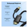 a65c3192e84ef60d82aa104315790304-hi.jpg Vention Cotton Braided 4K DP Male to HDMI-A Male HD Cable, 4K/60Hz Resolution, HDR Support, Audio & Video Sync, High Performance Chip, Premium Shielding Technology, 3 Meter Cable Length, Black