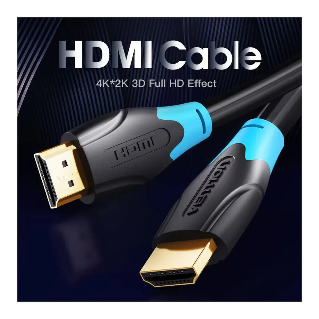 a73b097b5f465e76eaca59cf98ee1f24-hi.jpg Vention 4K HDMI Round Cable, 1080P High Definition, With Ethernet and 3D Support, 15 Meter Length, Gold Plated, Black