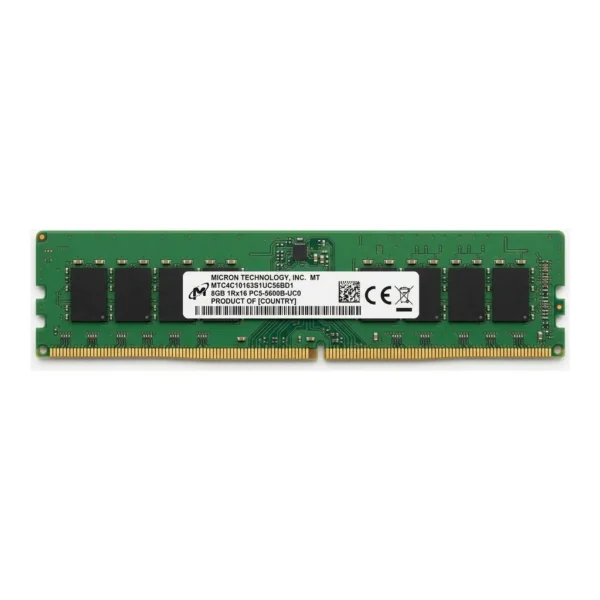 Micron MTC4C10163S1UC56BD1 DDR5 Memory Module, 8GB Capacity, 5600MHz, PC5 44800, Non ECC Unbuffered, 1Rx16, 288 Pin, 1.1V, UDIMM Desktop Ram | MTC4C10163S1UC56BD1 - Image 1 Micron MTC4C10163S1UC56BD1 DDR5 Memory Module, 8GB Capacity, 5600MHz, PC5 44800, Non ECC Unbuffered, 1Rx16, 288 Pin, 1.1V, UDIMM Desktop Ram | MTC4C10163S1UC56BD1 - Image 1