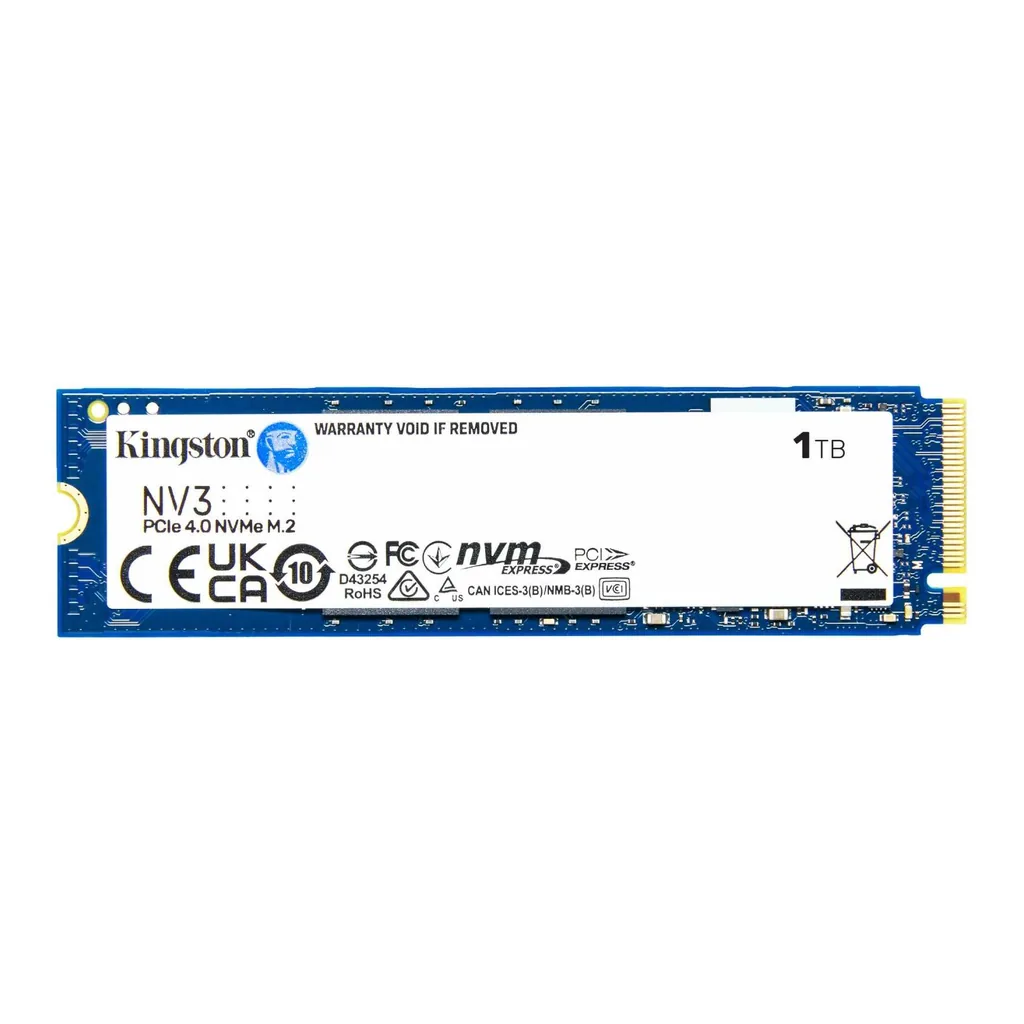 a88de96287f55fb7047191ee83698325-hi.jpg Kingston NV3 PCIe 4.0 NVMe Internal SSD, 1TB Capacity, M.2 2280 Form Factor, 6000 MB/s Sequential Read & 4000 MB/s Sequential Write Speed, 3D NAND Technology, 320 TBW Endurance | SNV3S/1000G
