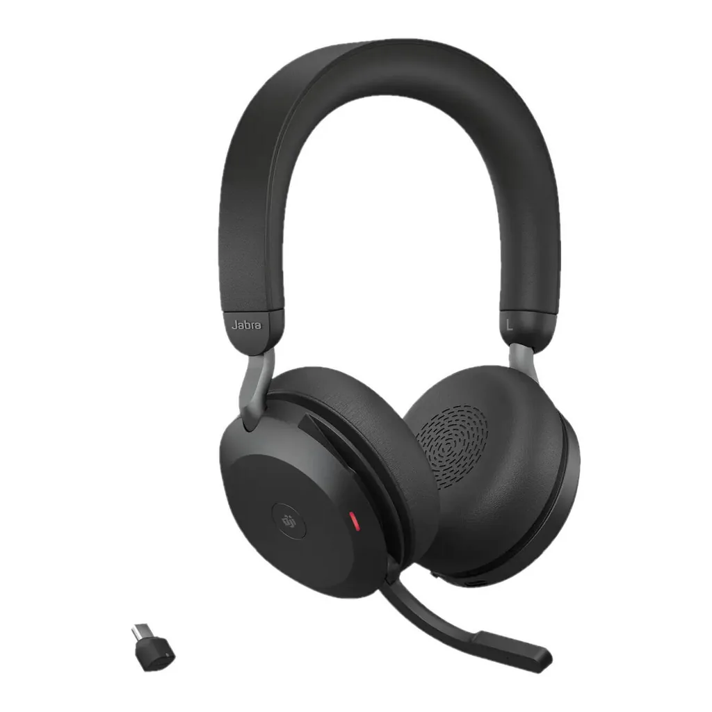 a8f6254ae1600a0d8d79a73c0fb48294-hi.jpg Jabra Evolve2 75 MS Stereo USB-C Headset, Up to 100 Ft Wireless Range, Bluetooth, Active Noise Cancellation, Flexible Boom Mic, 36 Hours Battery Life, Dual-Foam Ear Cushions, Black