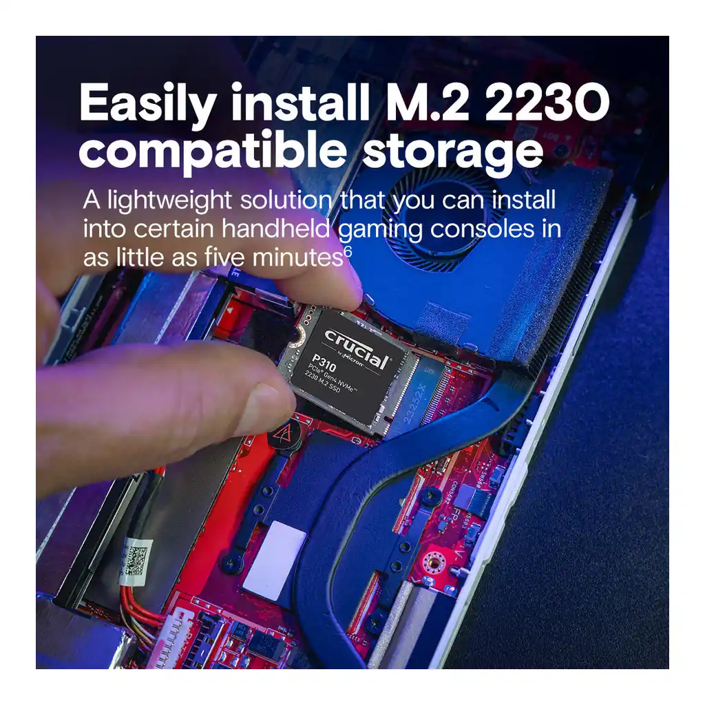 a9653d40d4614d7f21b1bbdc16d027eb-hi.jpg Crucial P310 2TB PCIe Gen4 NVMe 2230 M.2 Internal SSD, Up to 6000 Mb/s Sequential Write & 7100 Mb/s Sequential Read, 440 TBW SSD Endurance, Black | CT2000P310SSD2