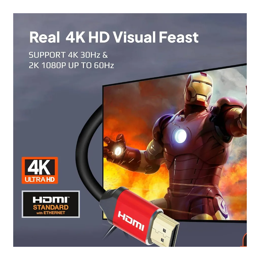 aa00278afd6d85f0ce829b2e86989710-hi.jpg Mowsil 4k@30Hz 1.4 HDMI Cable 5 Meter, Transfer Rate Up to 10.8 Gbps, Support 4K@30Hz/ 2K 1080P Up to 60Hz /3D, Compatible Devices Desktop PC,Laptop,TV Box, 5 Meter, Black-Red