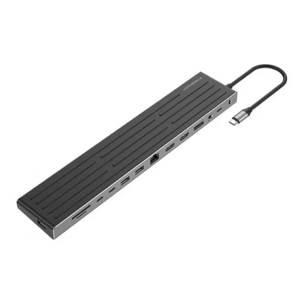 aac5dedc8588fa92dfaa9f800949d294-hi.jpg Powerology Nexis 13 In 1 Multi-Display USB-C Hub & Laptop Stand, 3x USB-A & 2x USB-C Output, 4K UHD @60Hz HDMI, USB-C PD 100W, 4K UHD @60Hz DP, SD & TF Cards, 18cm Cable Length, Gray | PWDC4DBBK