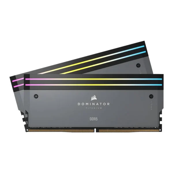 CORSAIR Dominator Titanium 32GB (2x16GB) DDR5 RGB Desktop Memory Kit, 6000MHz Memory Speed, CL30 CAS Latency, 1.40V Memory Voltage, 288 Pin, XMP / AMD, iCUE Cmpt, Gray | CMP32GX5M2B6000Z30 - Image 1 CORSAIR Dominator Titanium 32GB (2x16GB) DDR5 RGB Desktop Memory Kit, 6000MHz Memory Speed, CL30 CAS Latency, 1.40V Memory Voltage, 288 Pin, XMP / AMD, iCUE Cmpt, Gray | CMP32GX5M2B6000Z30 - Image 1