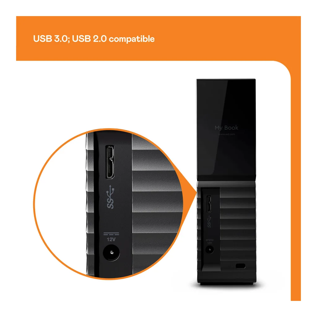 af3bed8b5dafd4cc968a6a90eb79c851-hi.jpg Western Digital 18 TB My Book Desktop USB 3.0 Hard Drive, 256-Bit AES Hardware Encryption, Auto Backup Software, Preformatted exFAT for Windows & Mac, USB 3.0 / USB 2.0, Black | WDBBGB0180HBK-EESN